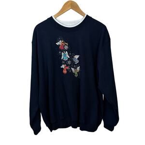 Country Store Sweatshirt Womens 2X Angels Faith‎ Christian Blue White Collar